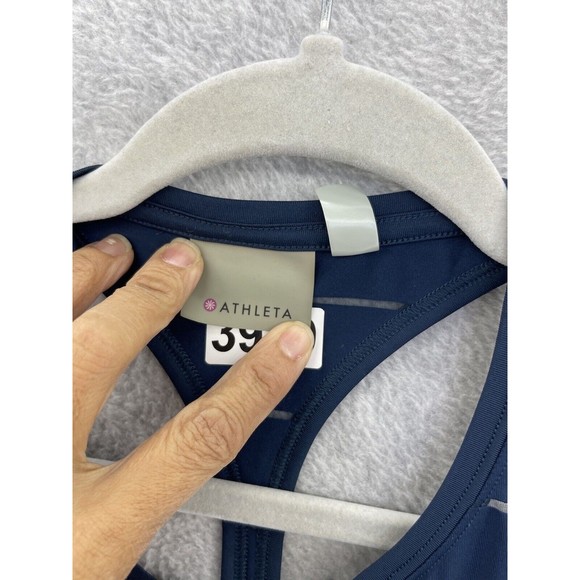 Athleta Women's Tank Top Racer Back Teal Striped Size XXS Sleeveless Round Neck - Picture 7 of 11